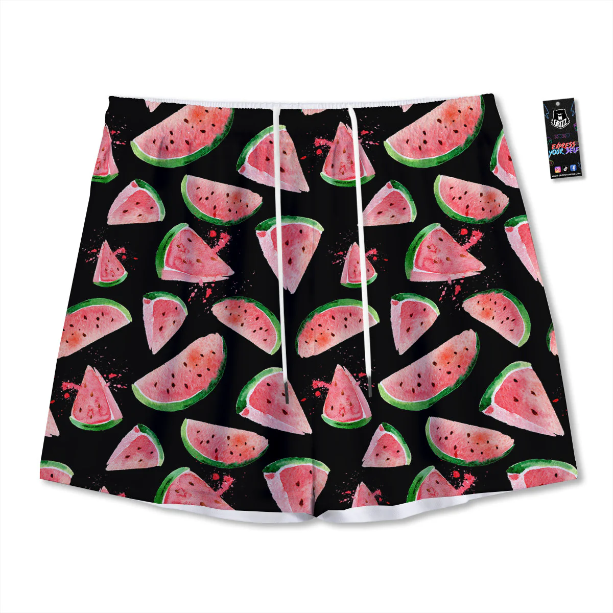 Watermelon Watercolor Print Pattern Mesh Shorts