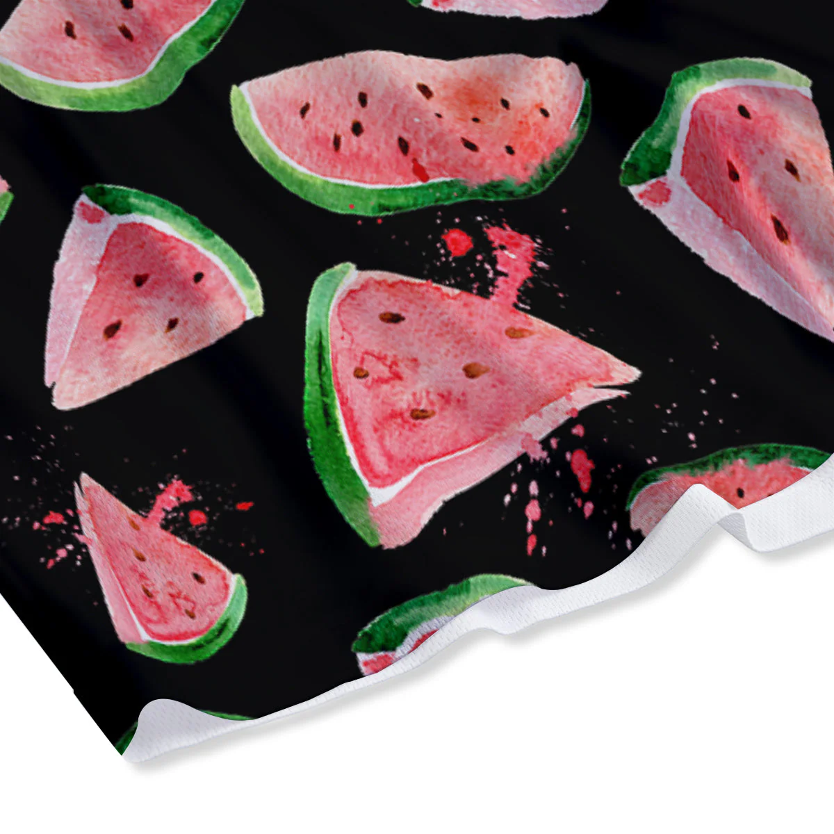 Watermelon Watercolor Print Pattern Mesh Shorts - Image 4