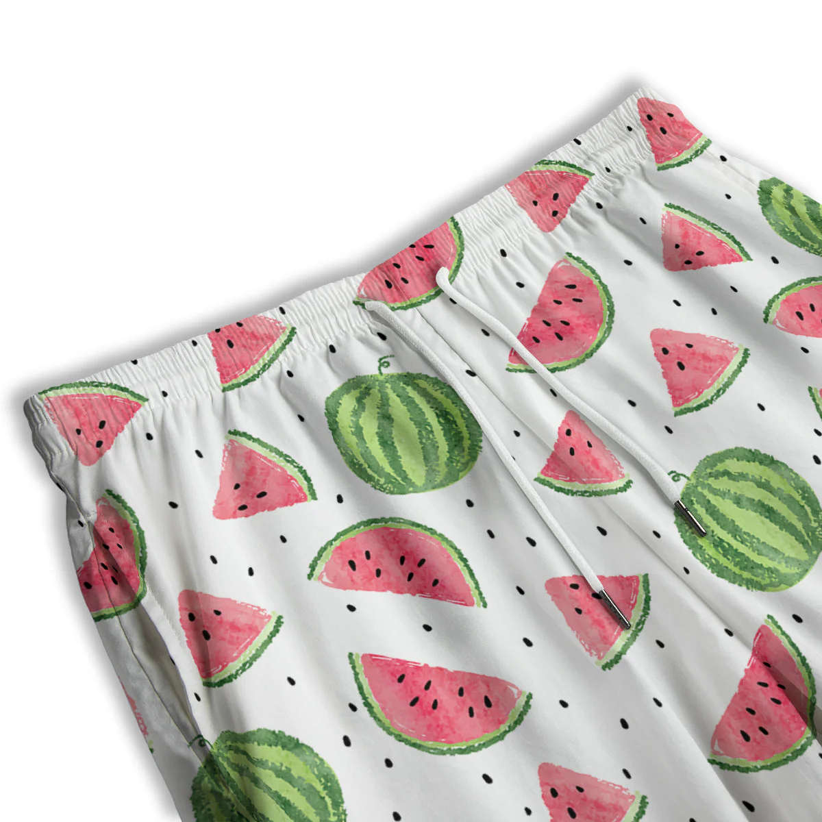 Watermelon White Summer Print Pattern Men's Athletic Shorts - Image 3