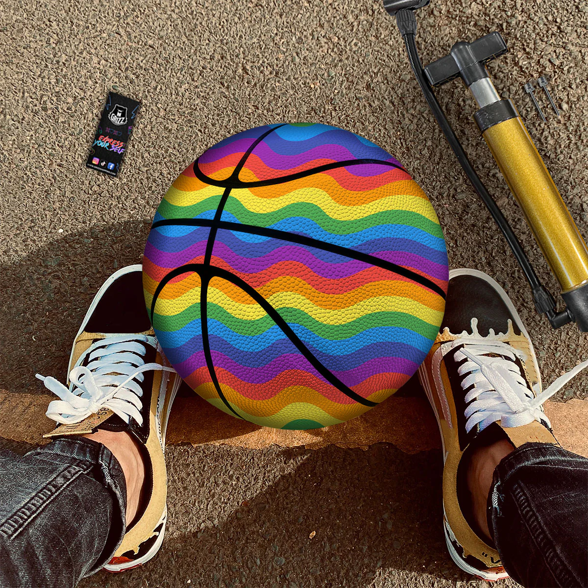 Wave Rainbow Print Pattern Basketball - Image 2