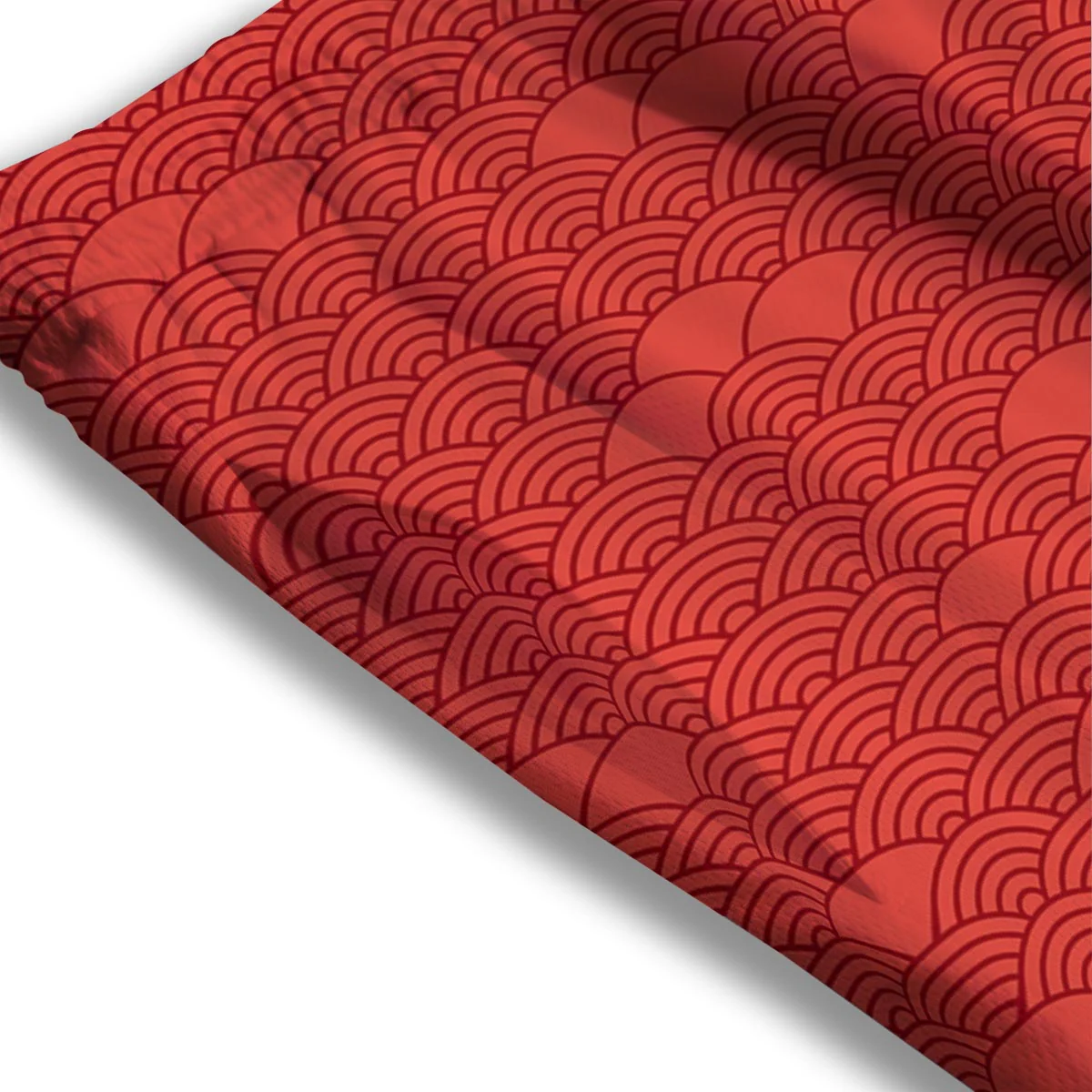 Wave Red Japanese Print Pattern Mesh Shorts - Image 3