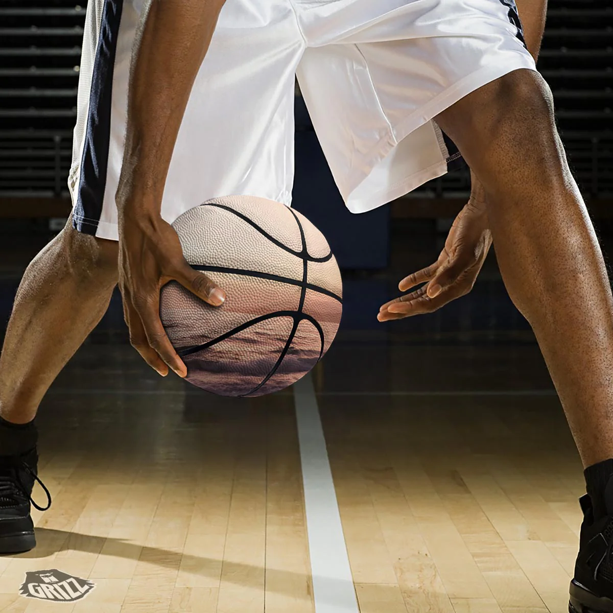 Wave Sunrise Print Basketball - Image 3
