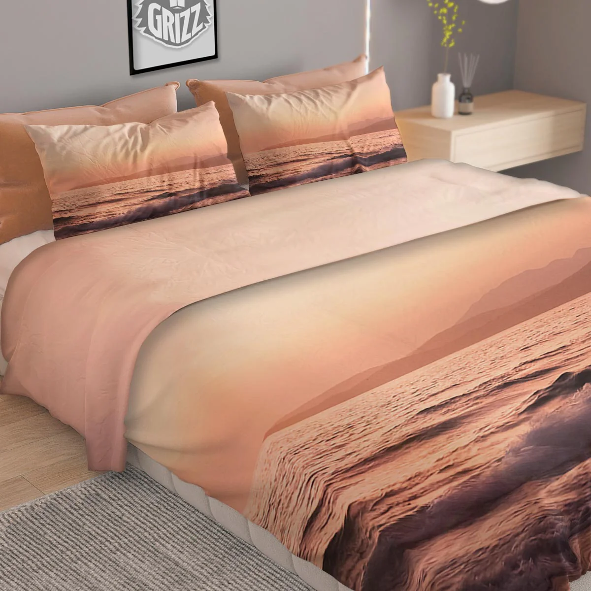 Wave Sunrise Print Duvet Cover Bedding Set - Image 2