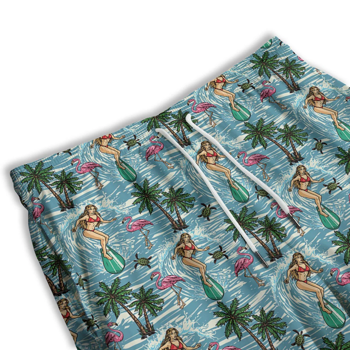 Wave Surfing Print Pattern Men's Athletic Shorts - Image 3
