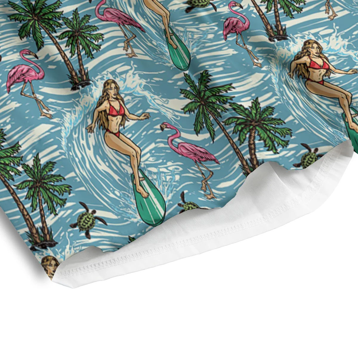 Wave Surfing Print Pattern Men's Athletic Shorts - Image 4