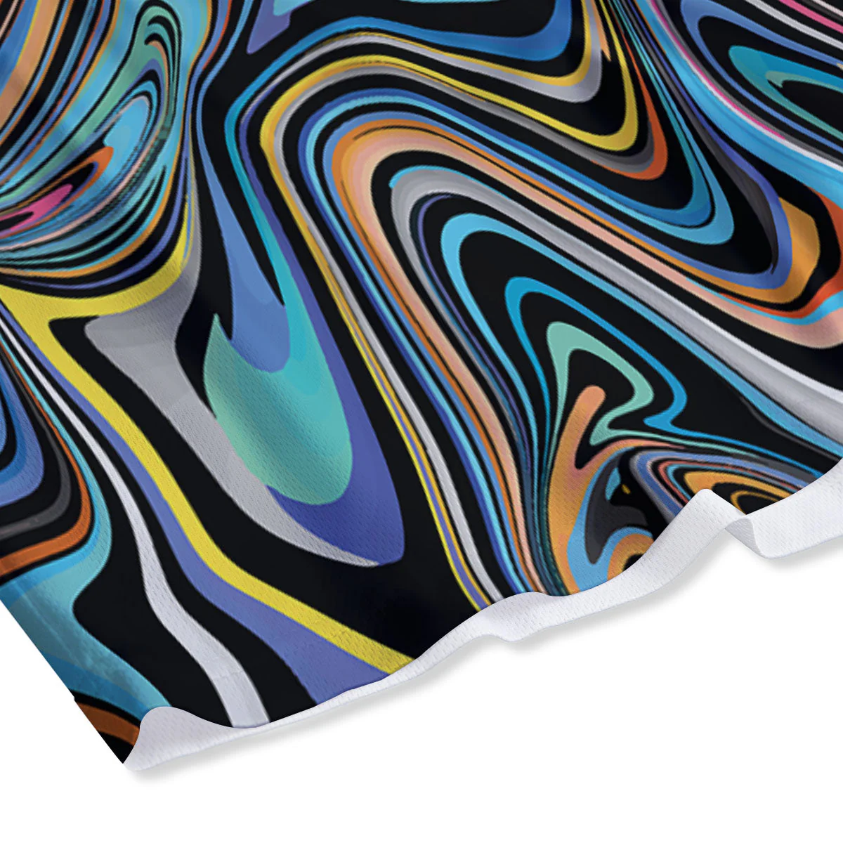 Wavy Psychedelic Print Pattern Mesh Shorts - Image 4