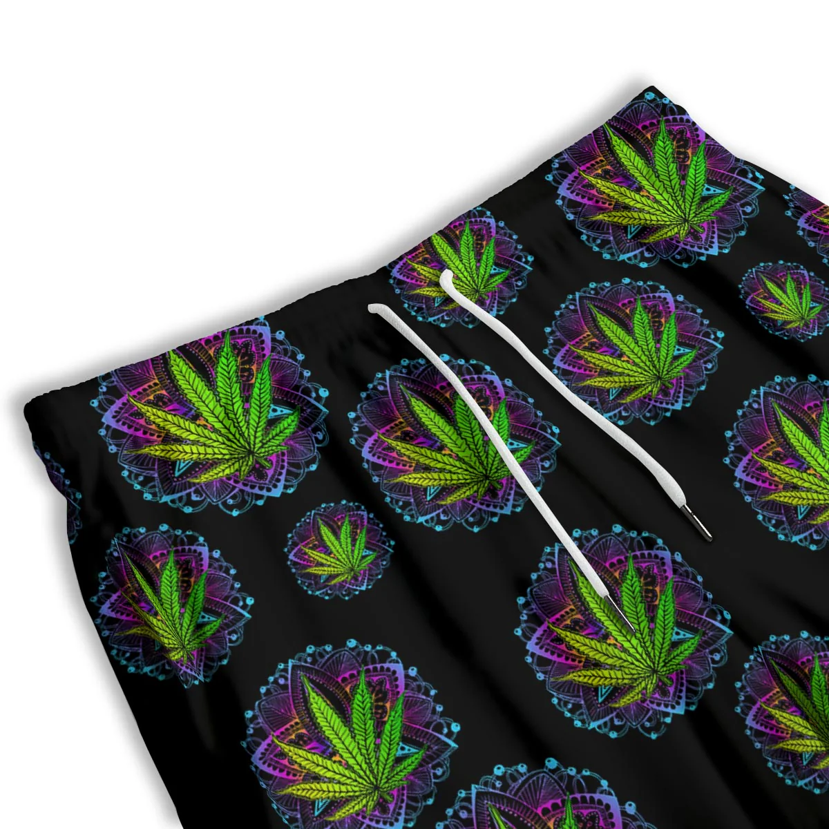 Weed Leaf Trippy Print Pattern Men's Athletic Shorts - Image 3