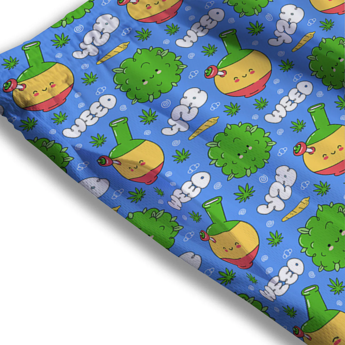 Weed Marijuana Cartoon Print Pattern Mesh Shorts - Image 3