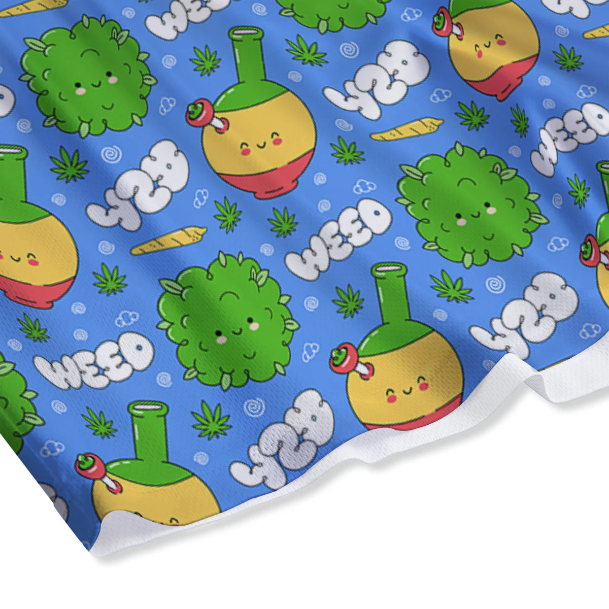 Weed Marijuana Cartoon Print Pattern Mesh Shorts - Image 4