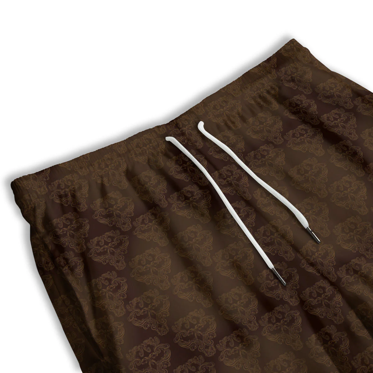 Western Damask Dark Brown Print Men's Athletic Shorts - Image 3