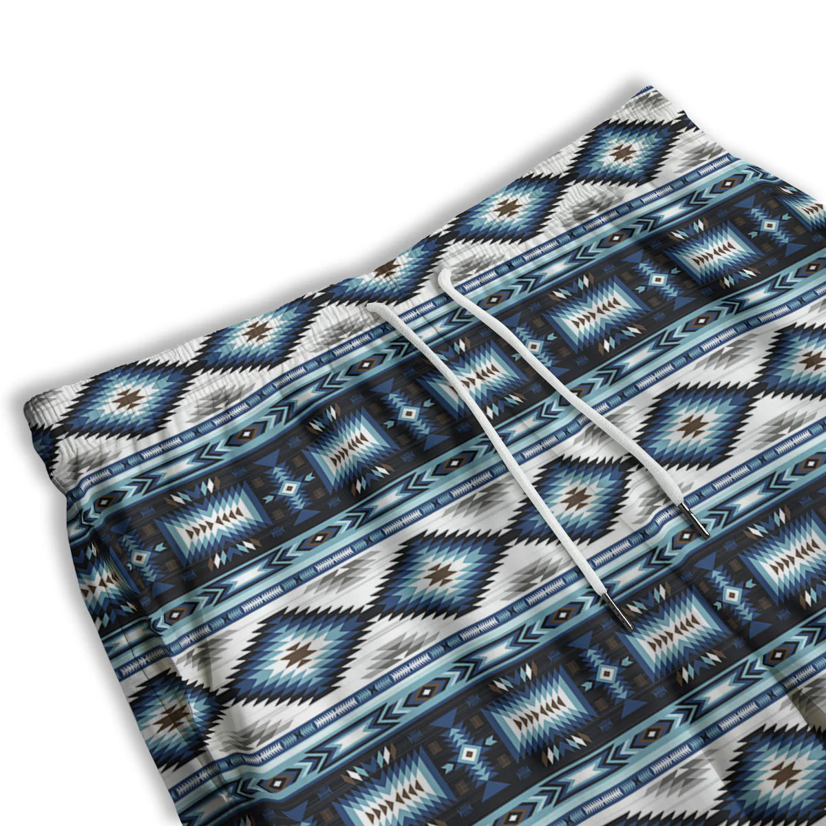 Western Navajo Blue Native Print Men's Athletic Shorts - Image 3