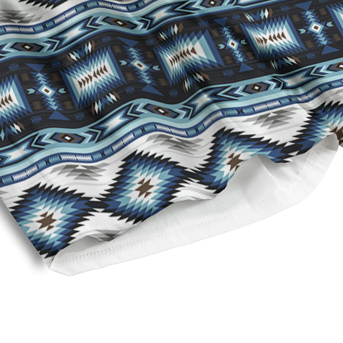 Western Navajo Blue Native Print Men's Athletic Shorts - Image 4