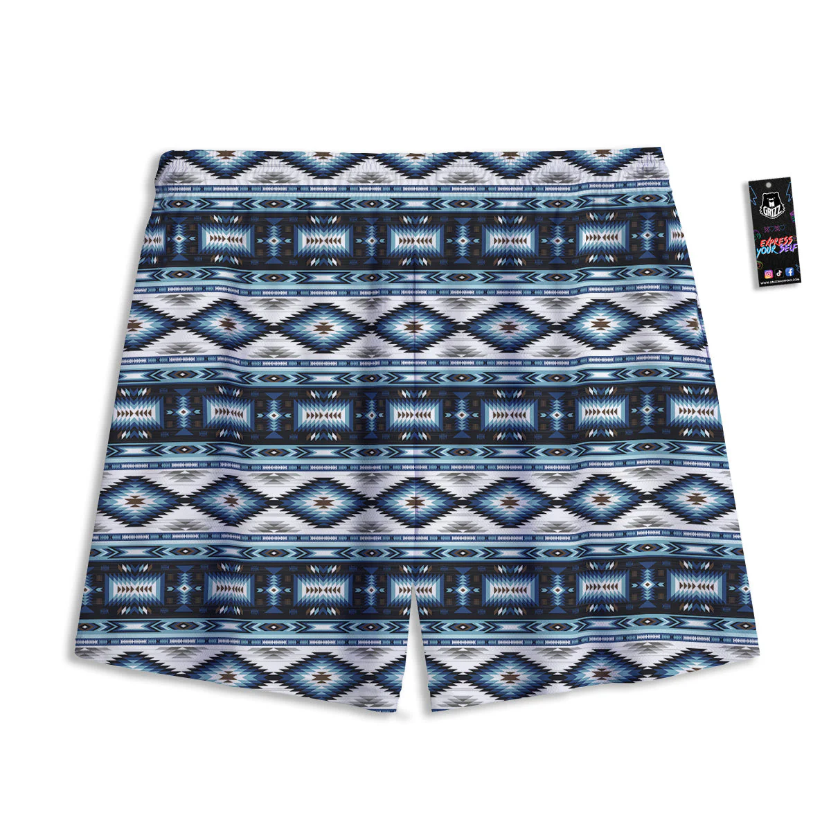 Western Navajo Blue Native Print Mesh Shorts - Image 2