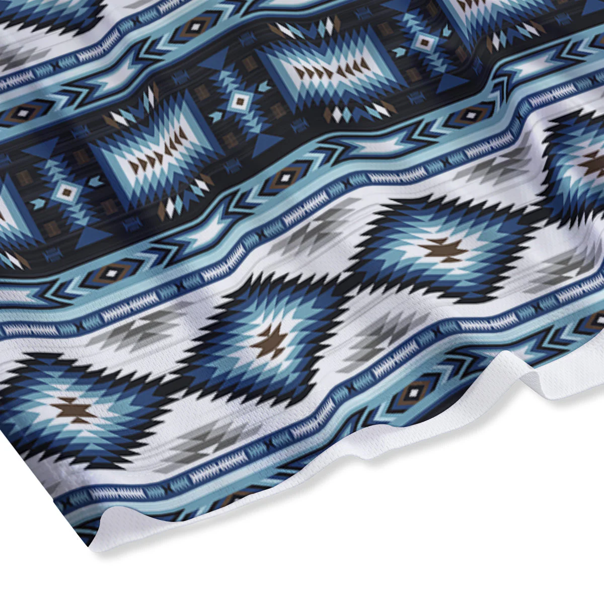 Western Navajo Blue Native Print Mesh Shorts - Image 4