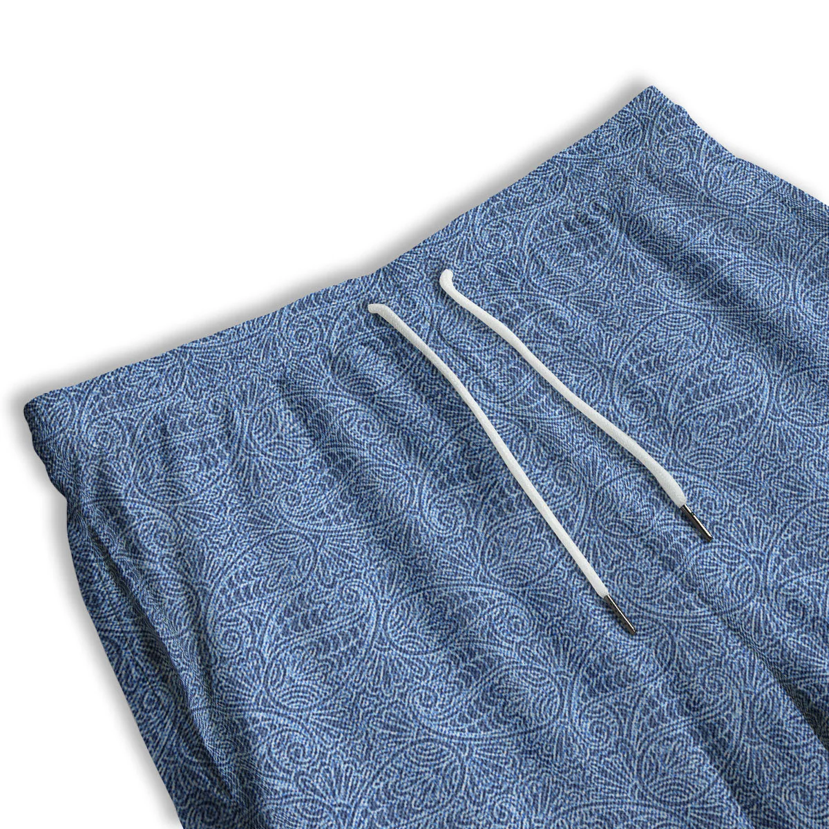 Western Paisley Blue Denim Print Men's Athletic Shorts - Image 3