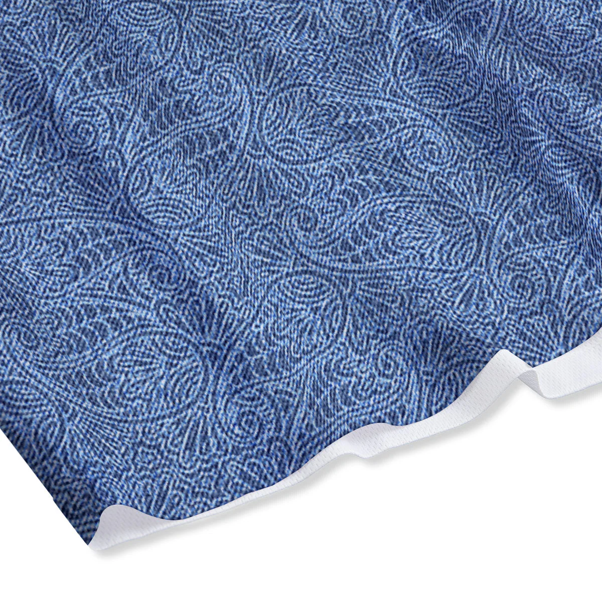 Western Paisley Blue Denim Print Mesh Shorts - Image 4