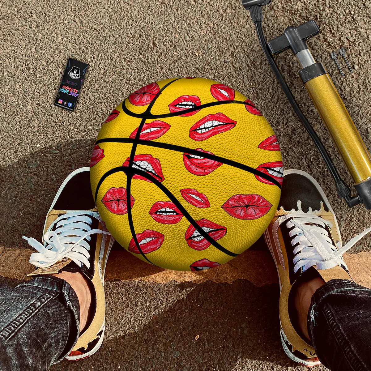 Wet Lips Print Pattern Basketball - Image 2
