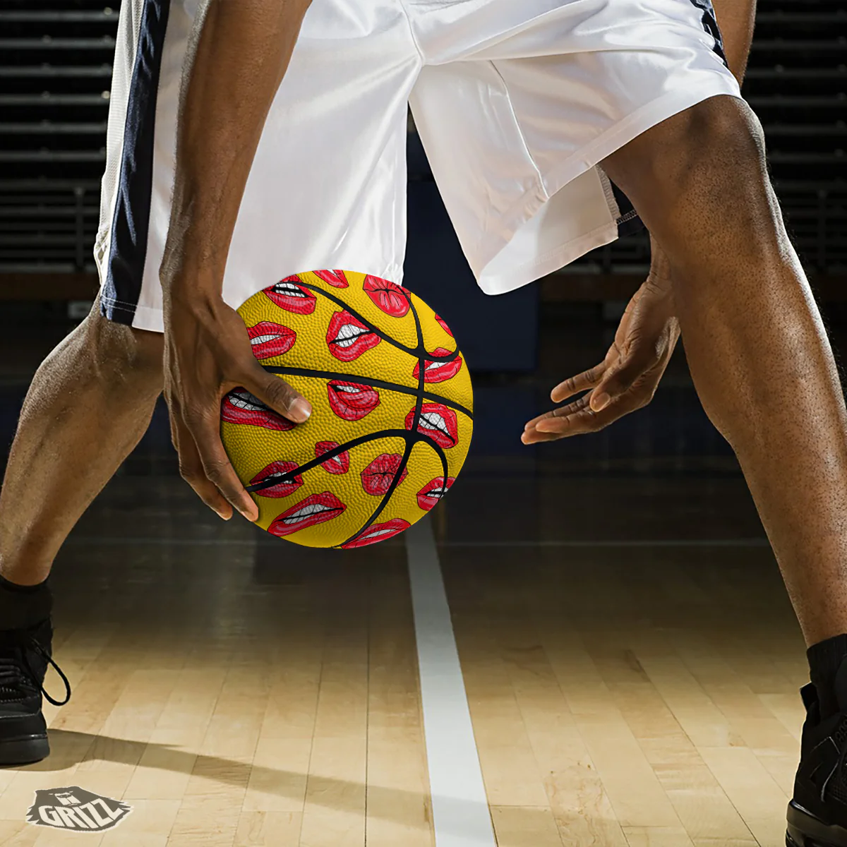 Wet Lips Print Pattern Basketball - Image 3