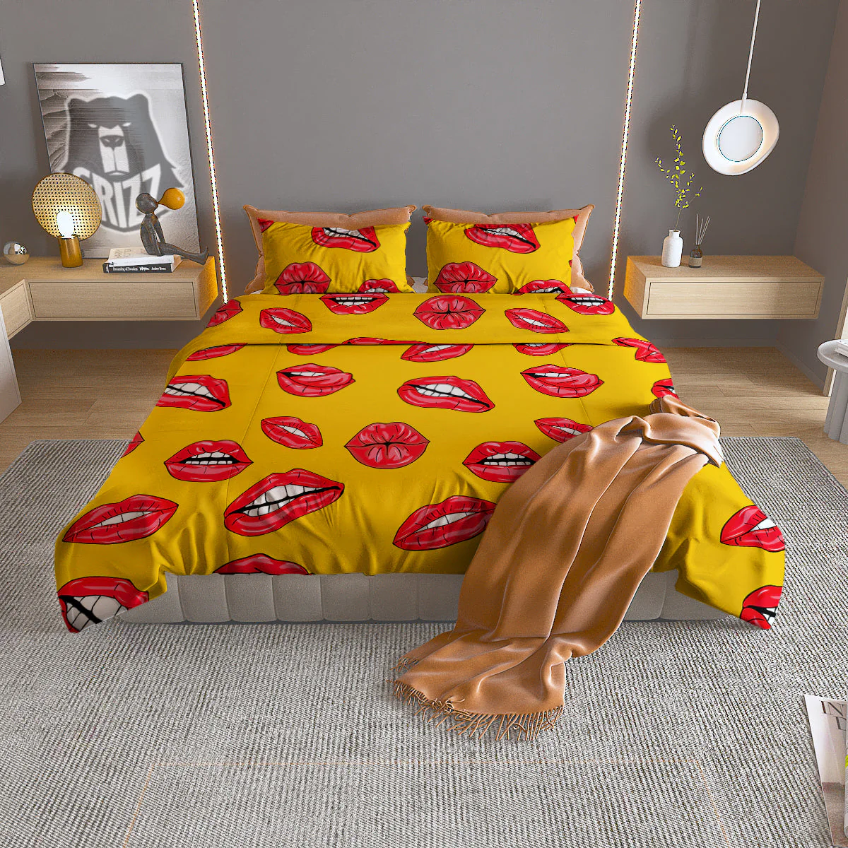 Wet Lips Print Pattern Duvet Cover Bedding Set