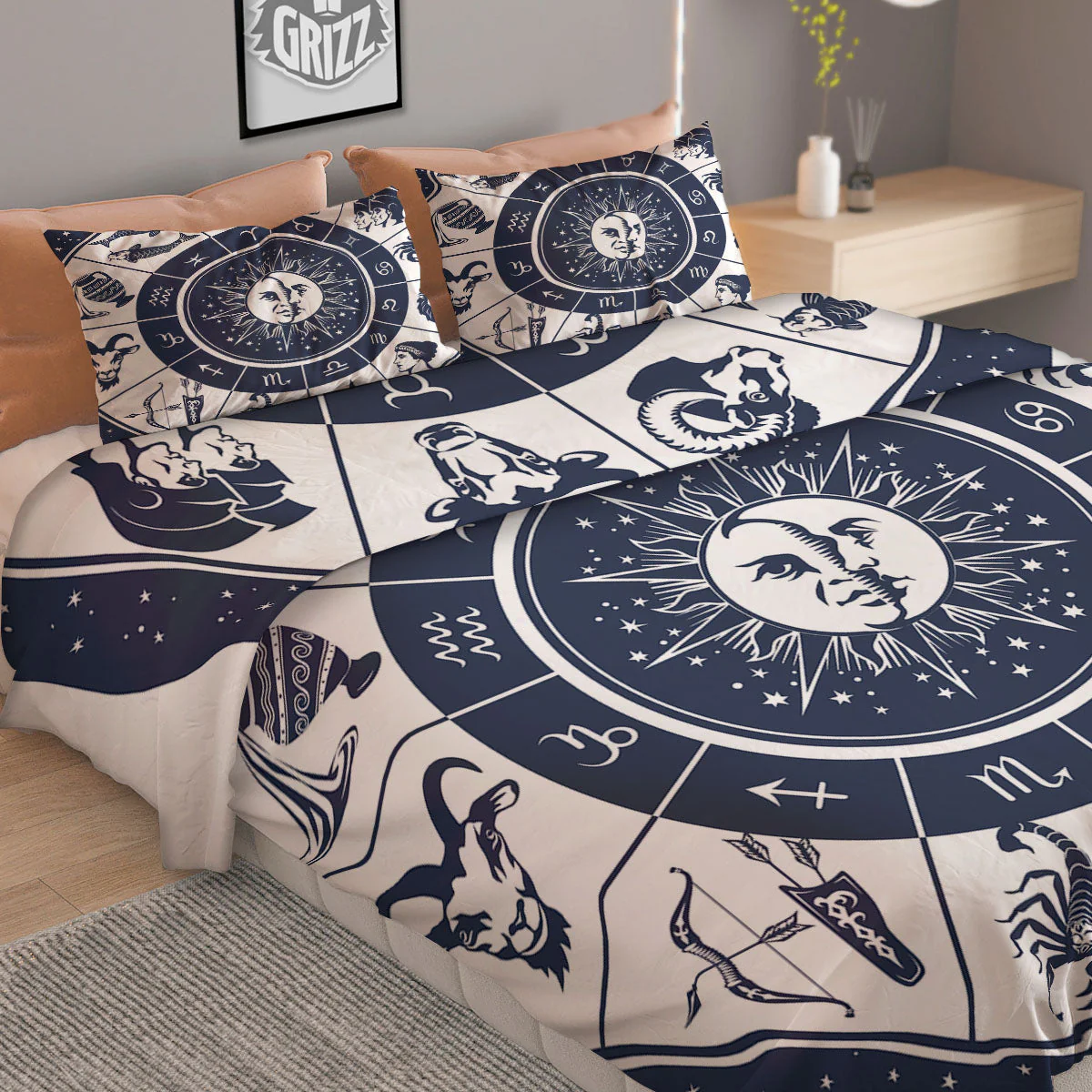 Wheel Zodiac Signs Print Duvet Cover Bedding Set - Image 2