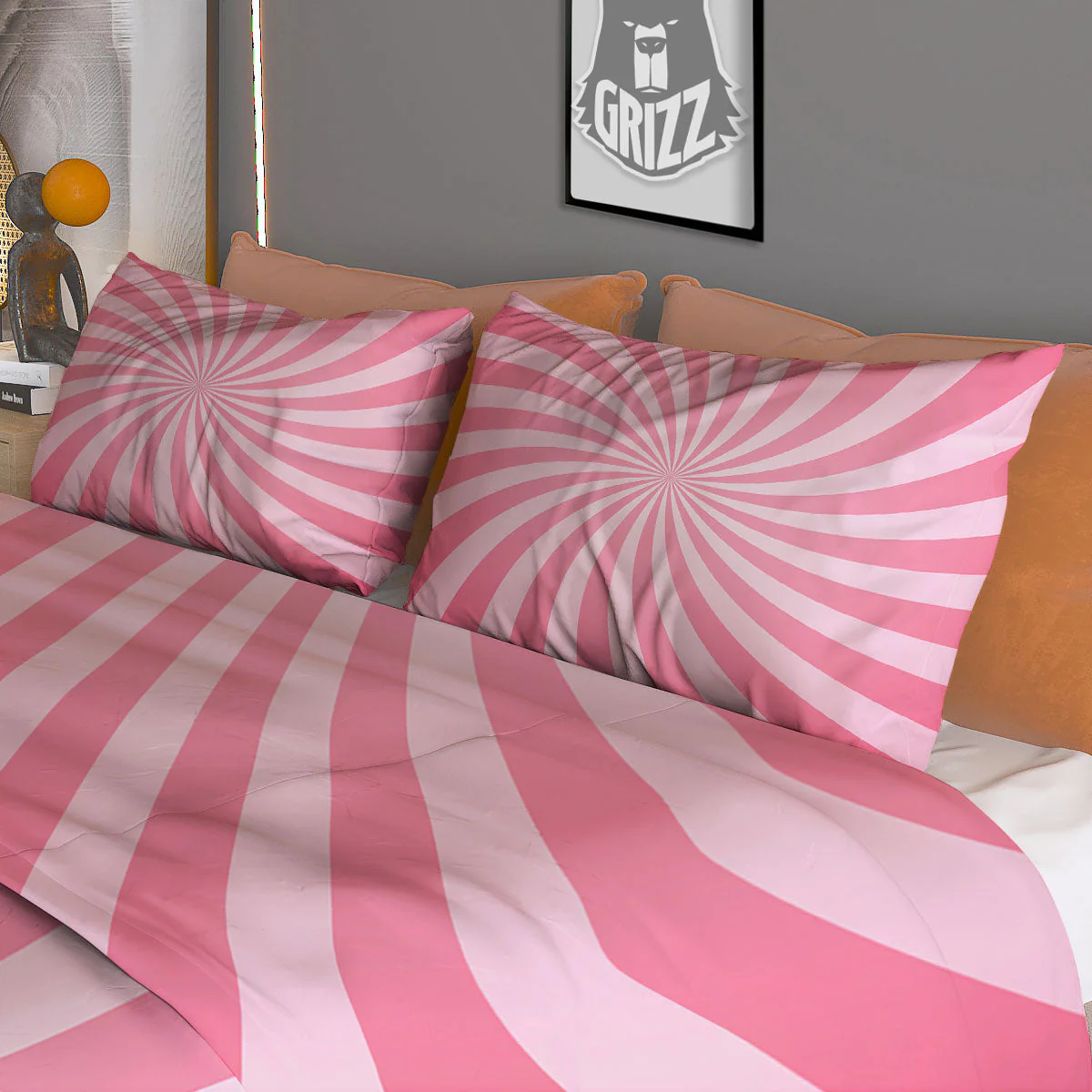 Whirlpool Spiral Pink Print Duvet Cover Bedding Set - Image 3