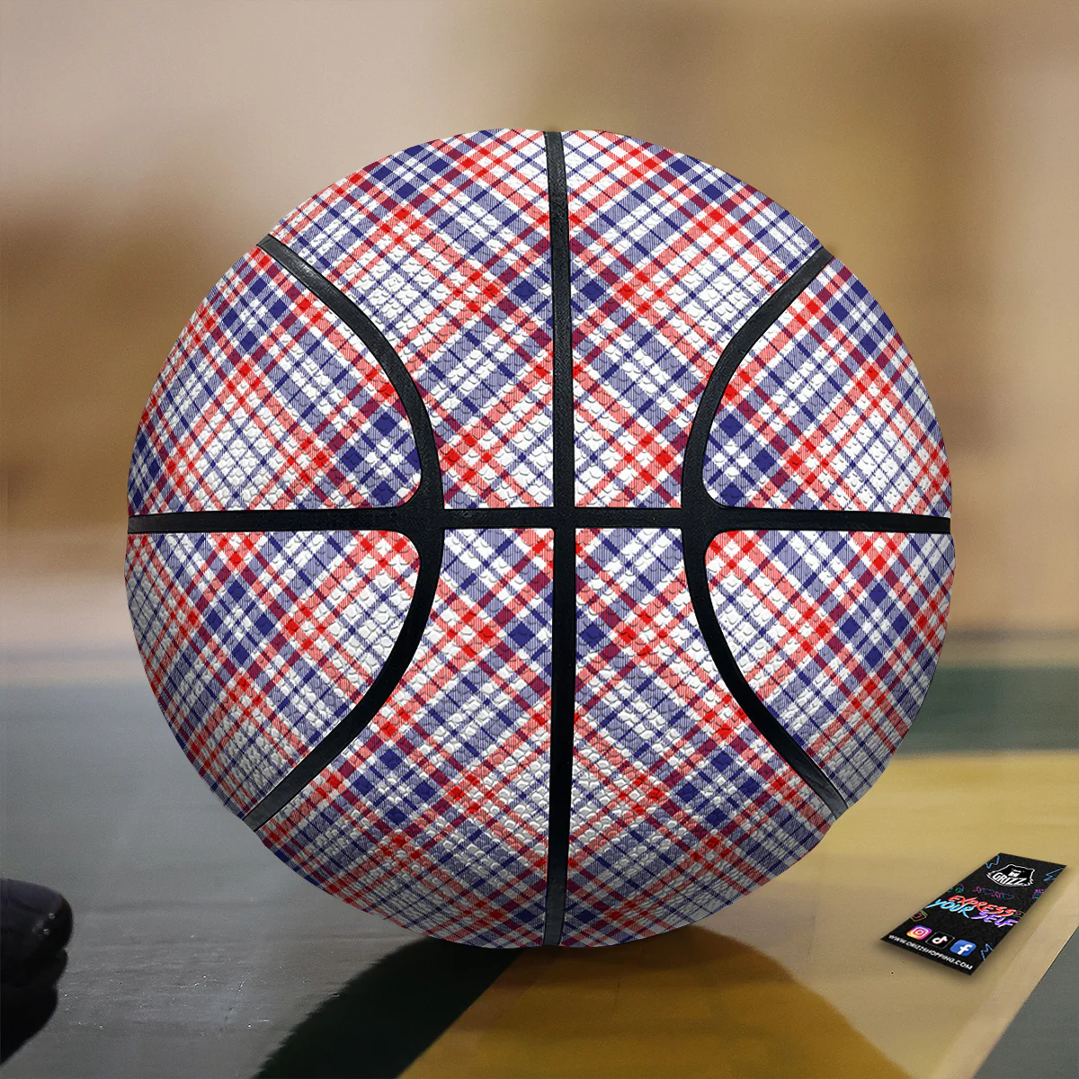 White American Plaid And Blue Red Print Basketball