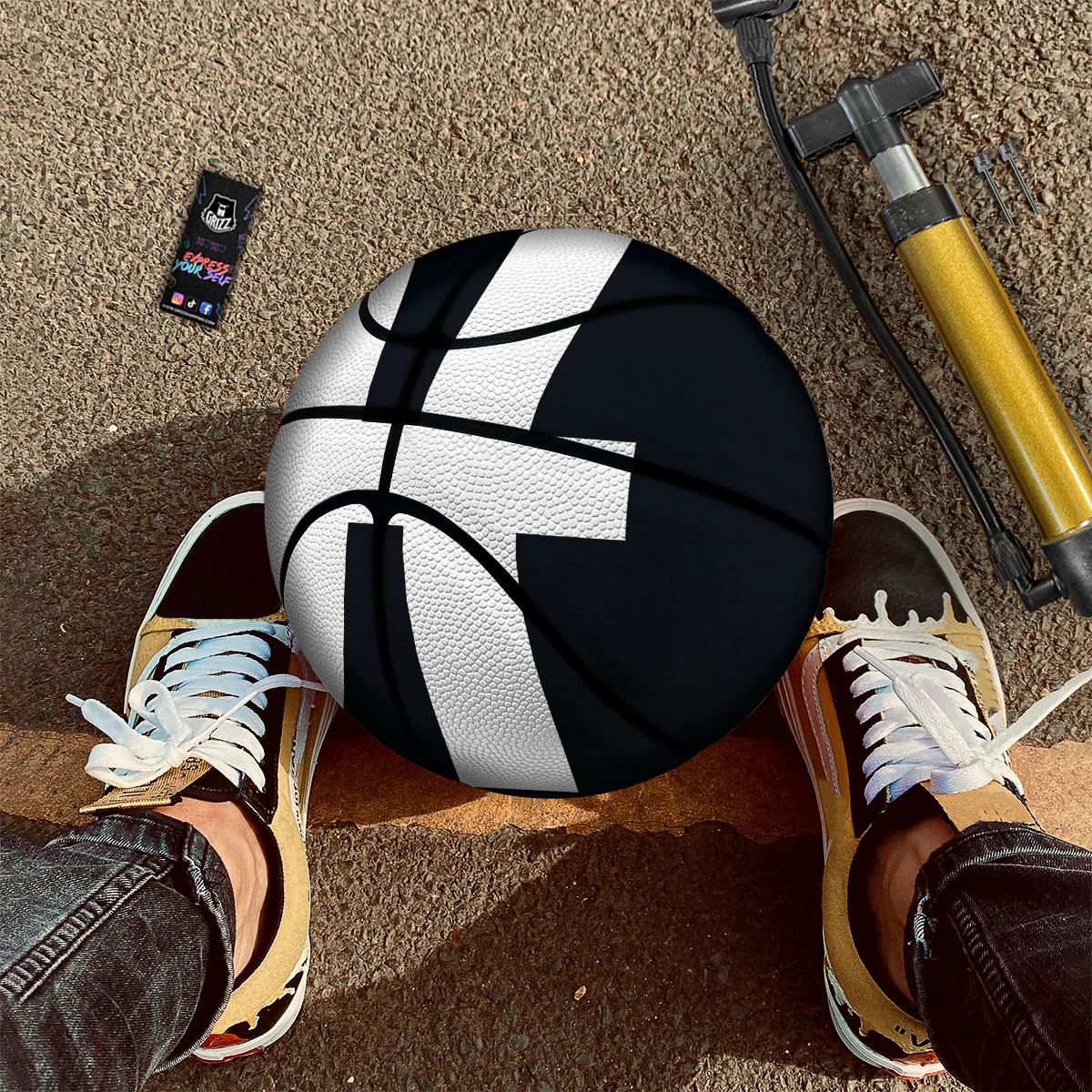 White And Black Pisces Sign Print Basketball - Image 2