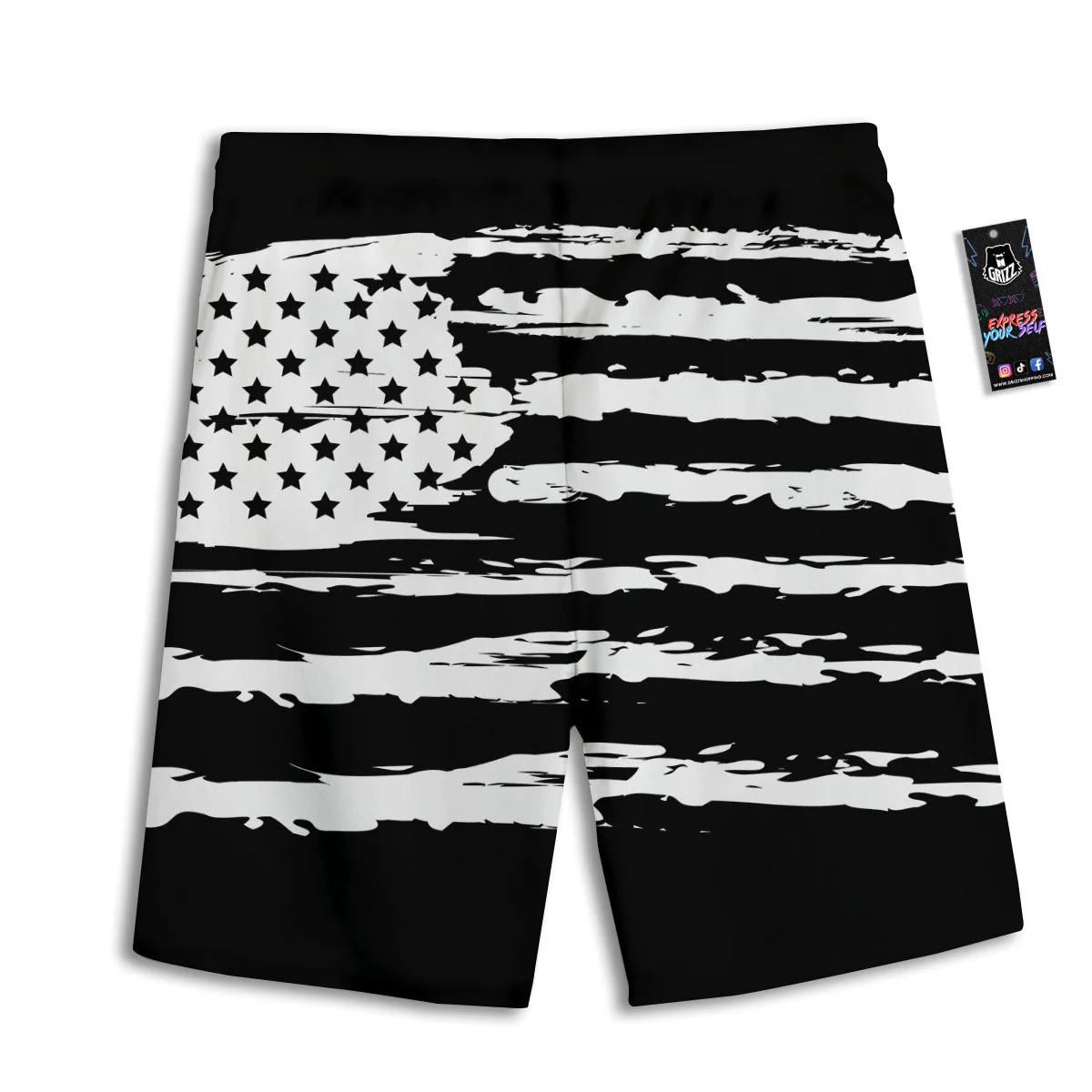 White And Black USA Flag Print Men's Athletic Shorts - Image 2