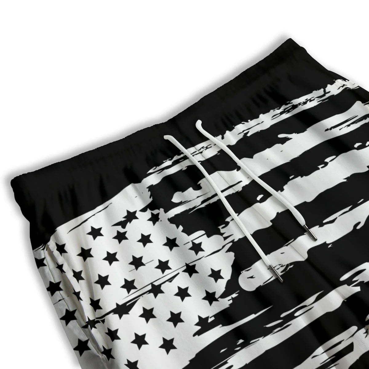 White And Black USA Flag Print Men's Athletic Shorts - Image 3