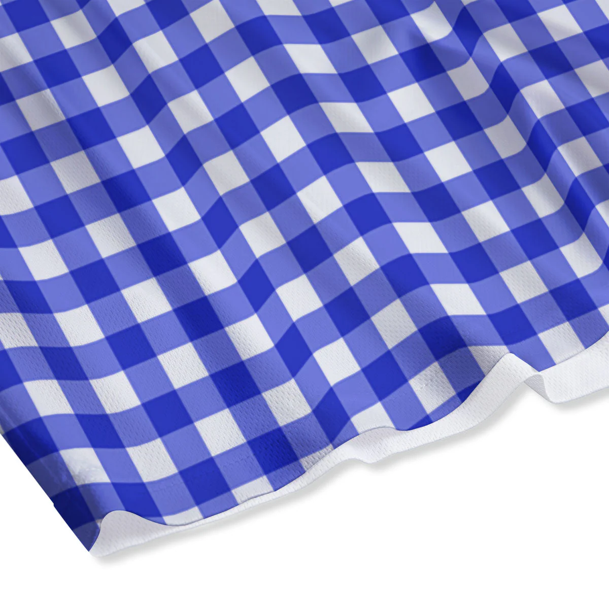 White And Blue Check Print Pattern Mesh Shorts - Image 4