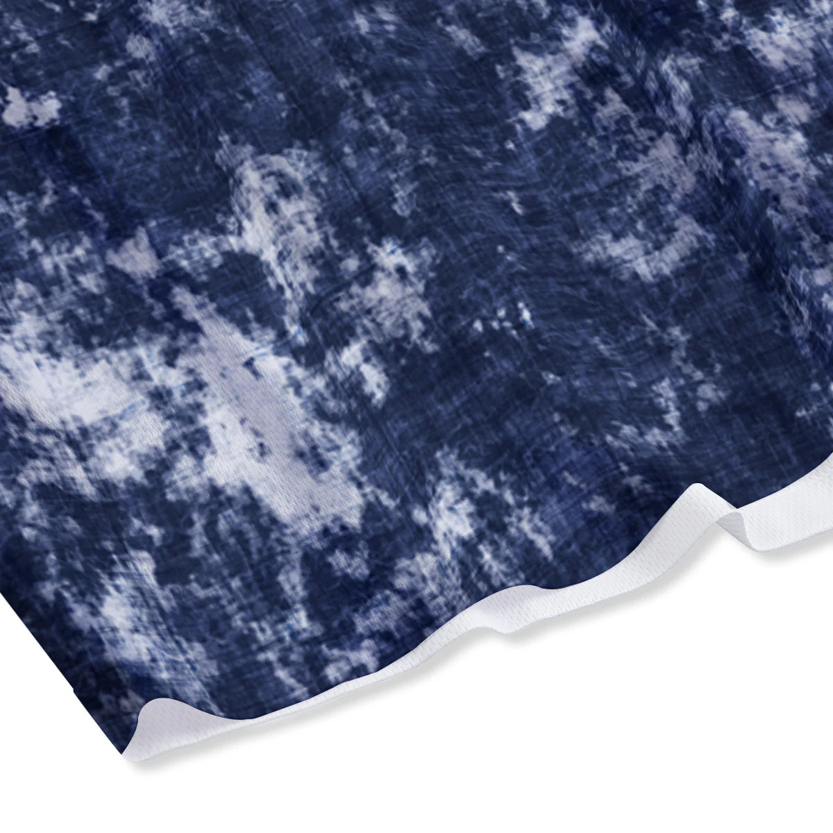 White And Blue Tie Dye Acid Wash Print Mesh Shorts - Image 4