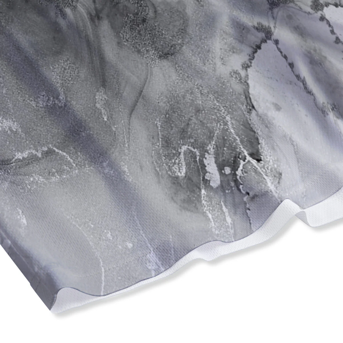 White And Dark Grey Marble Print Pattern Mesh Shorts - Image 4