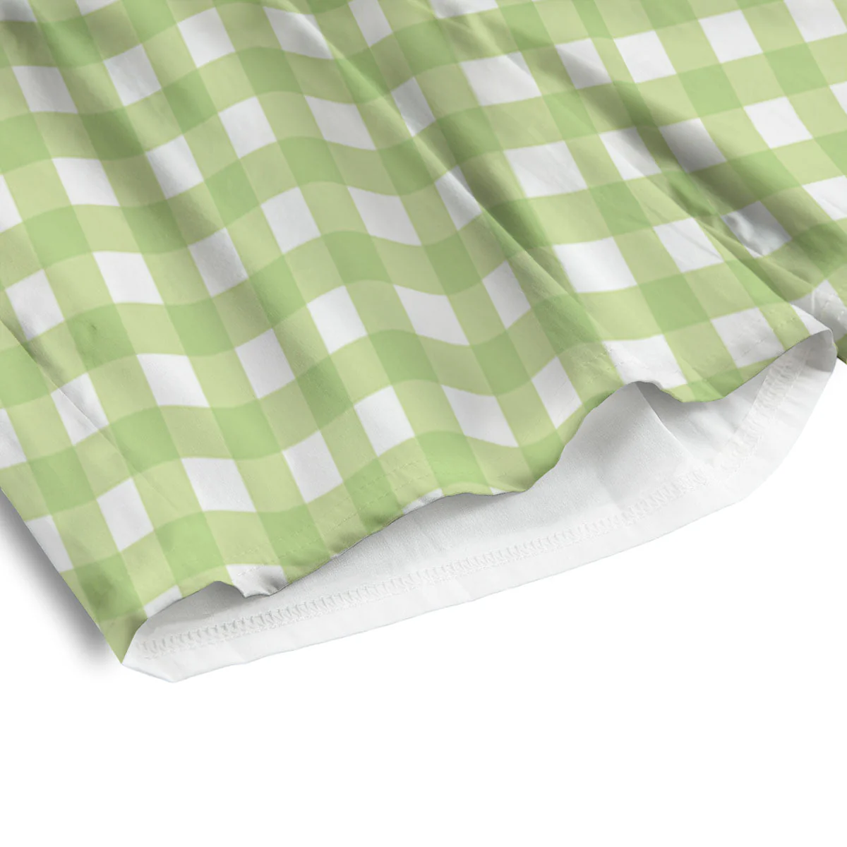 White And Green Check Print Pattern Men's Athletic Shorts - Image 4