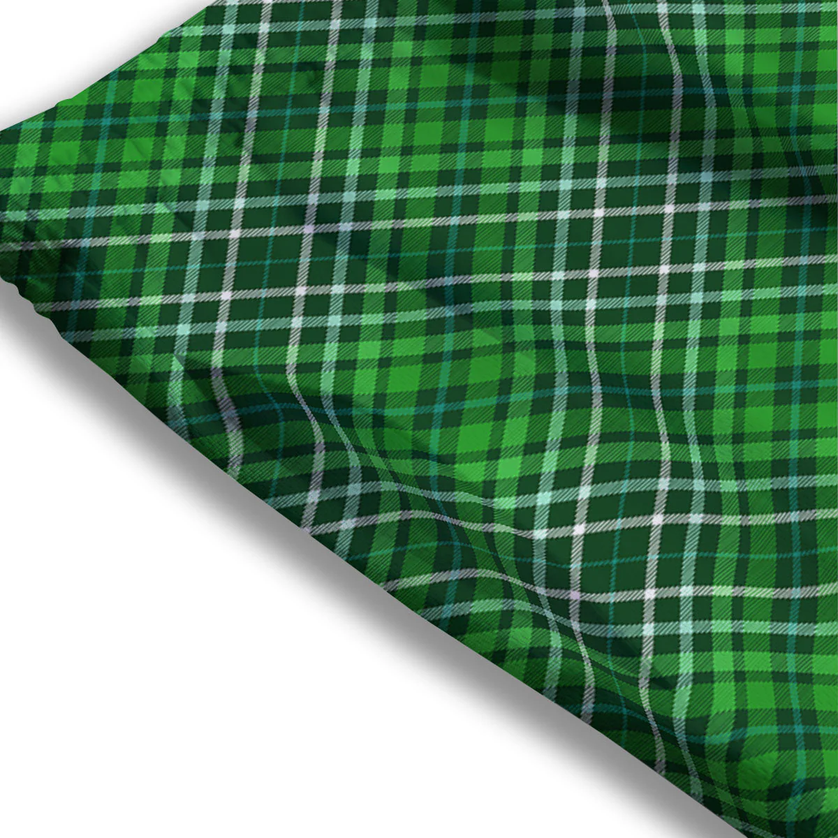 White And Green Plaid Print Pattern Mesh Shorts - Image 3
