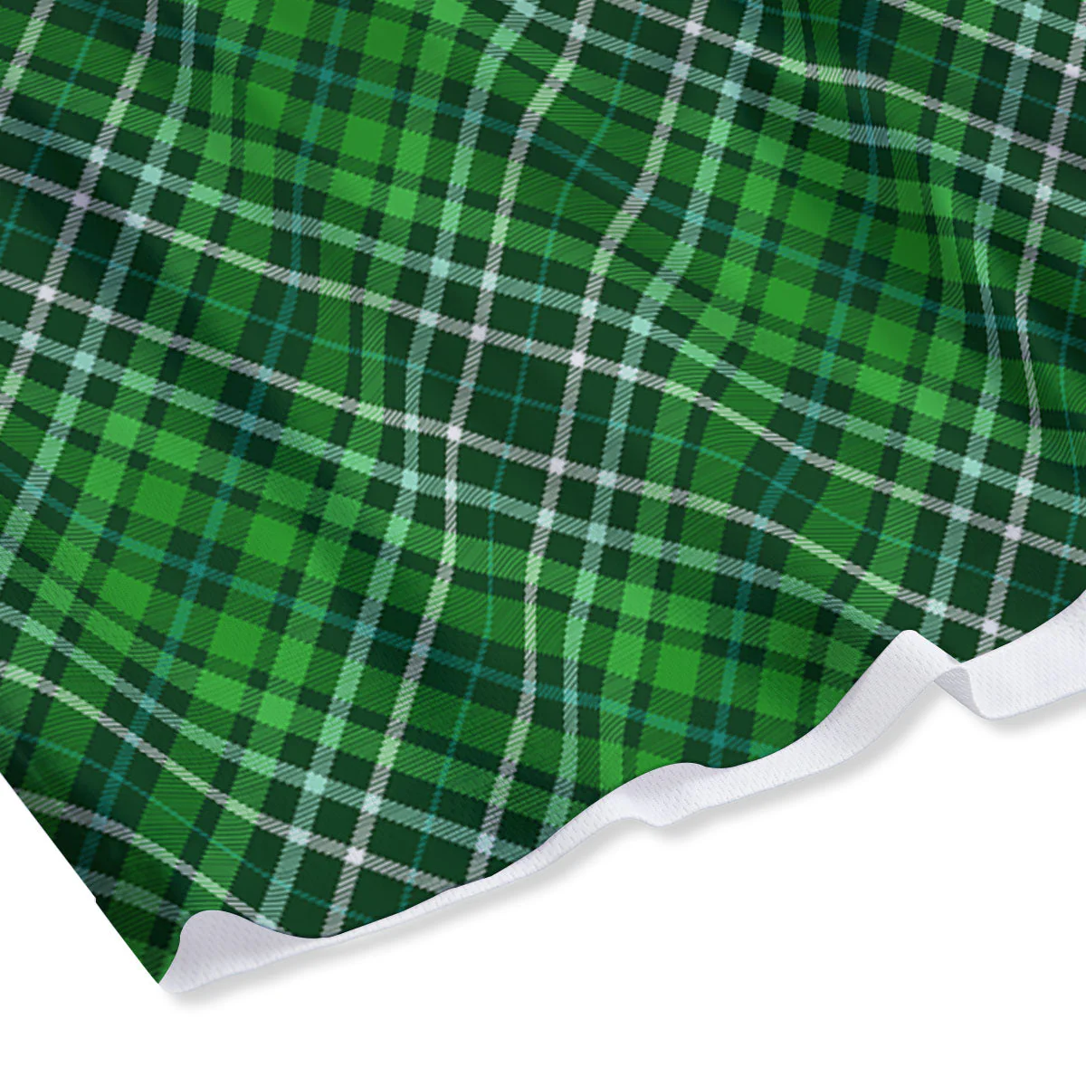 White And Green Plaid Print Pattern Mesh Shorts - Image 4