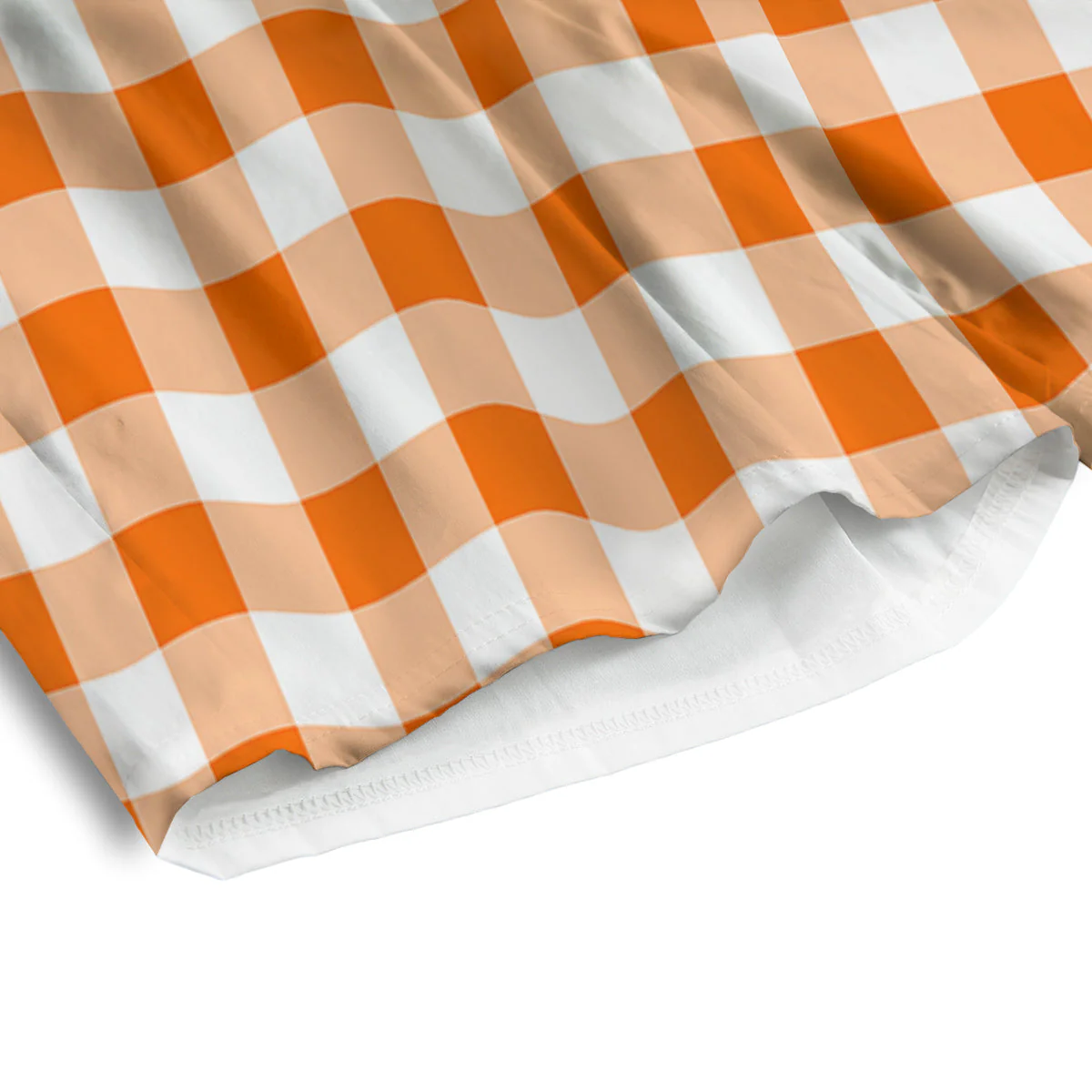 White And Orange Check Print Pattern Men's Athletic Shorts - Image 4
