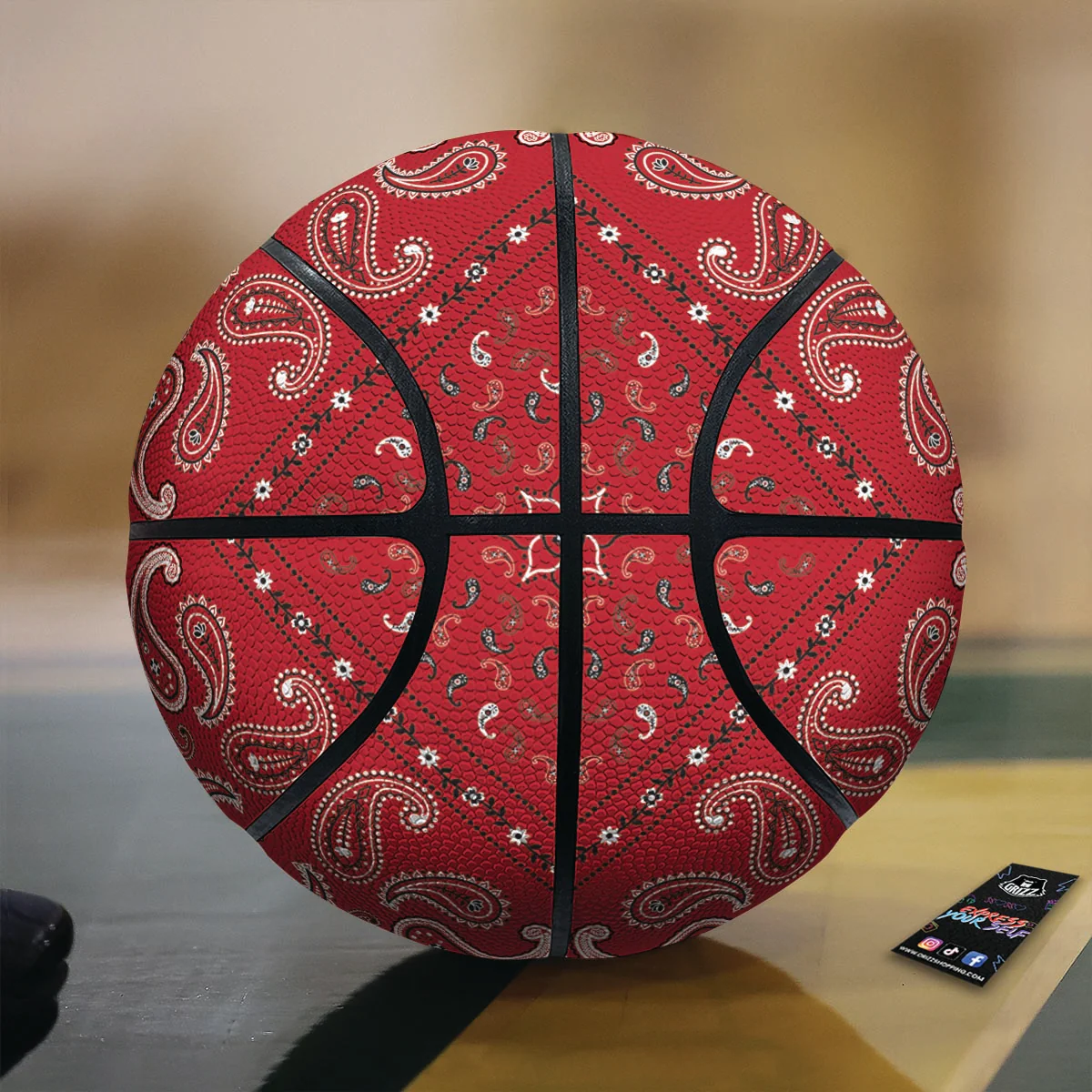 White Bandana And Black Red Print Basketball