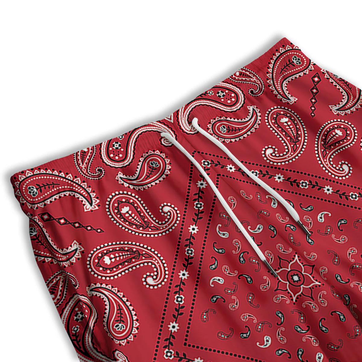 White Bandana And Black Red Print Men's Athletic Shorts - Image 3