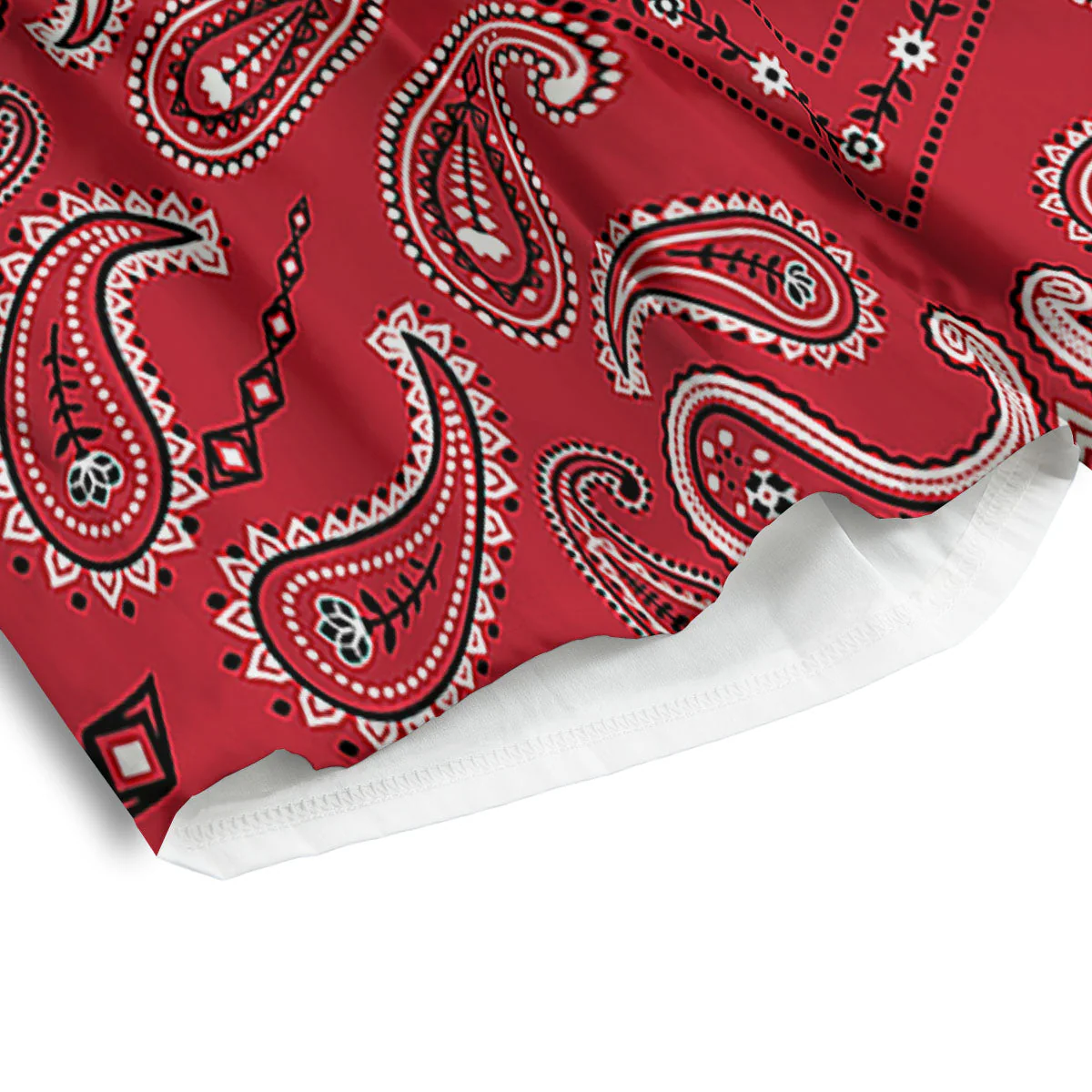 White Bandana And Black Red Print Men's Athletic Shorts - Image 4