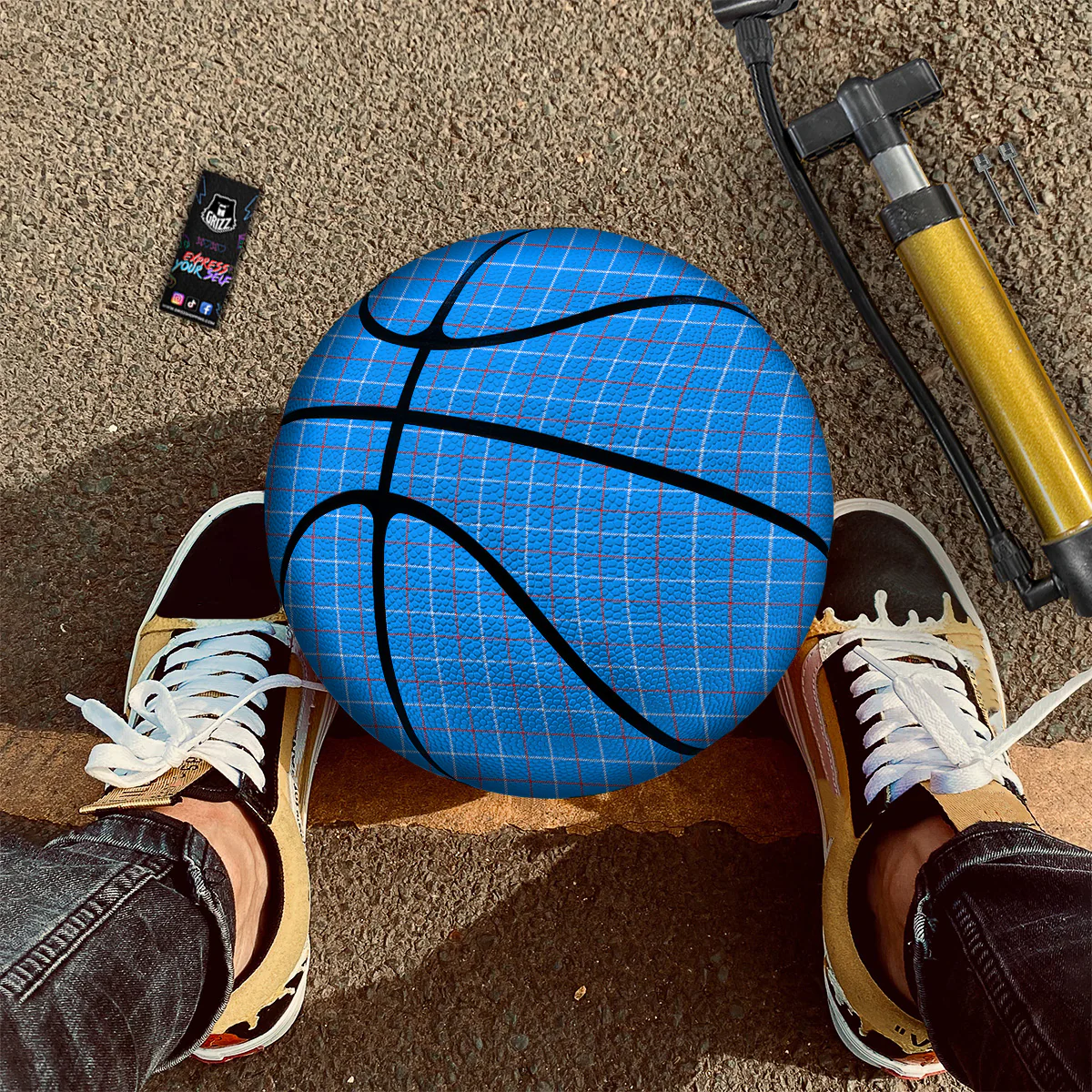 White Blue And Red Tattersall Print Basketball - Image 2