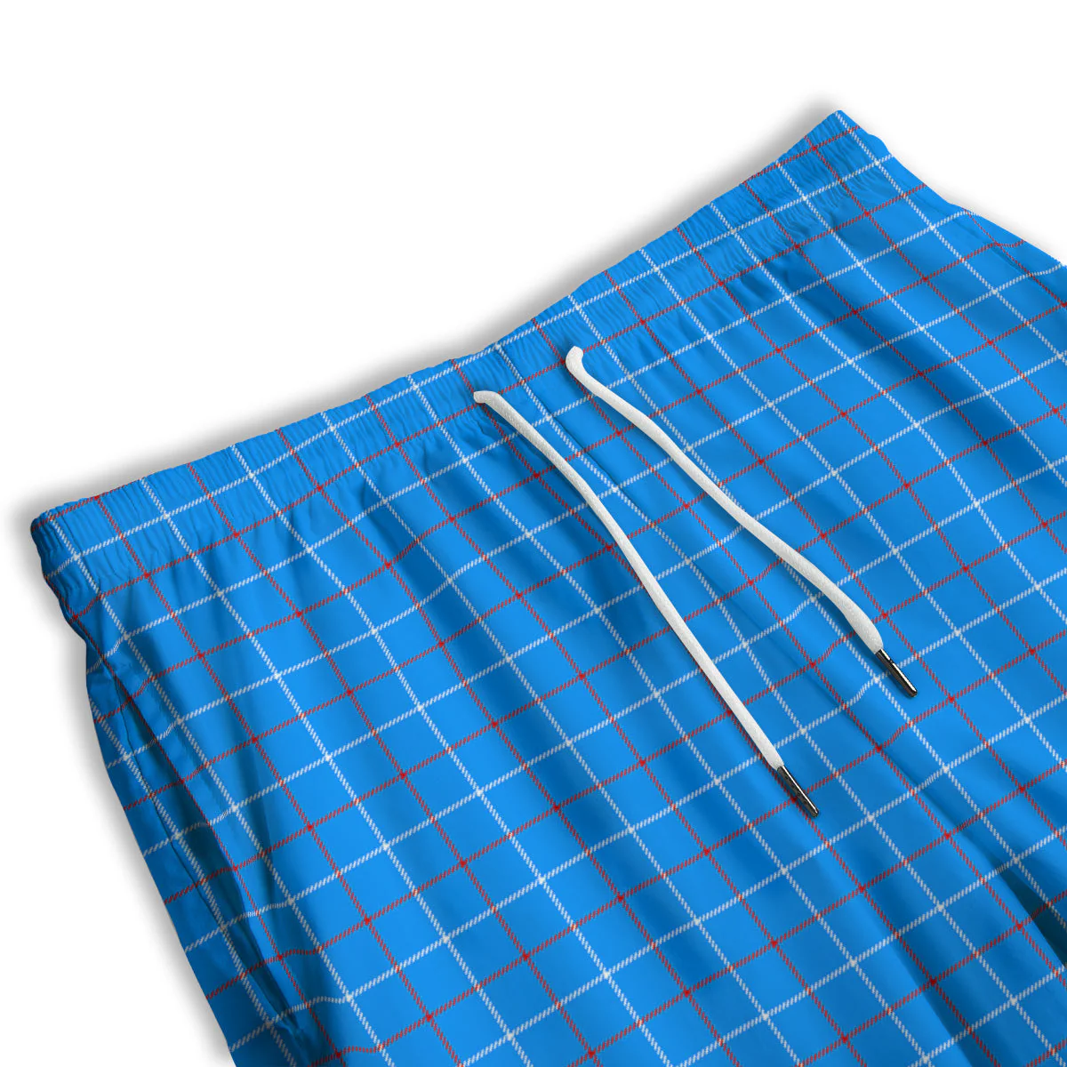 White Blue And Red Tattersall Print Men's Athletic Shorts - Image 3