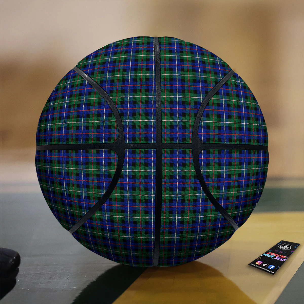 White Buffalo And Green Blue Plaid Print Basketball