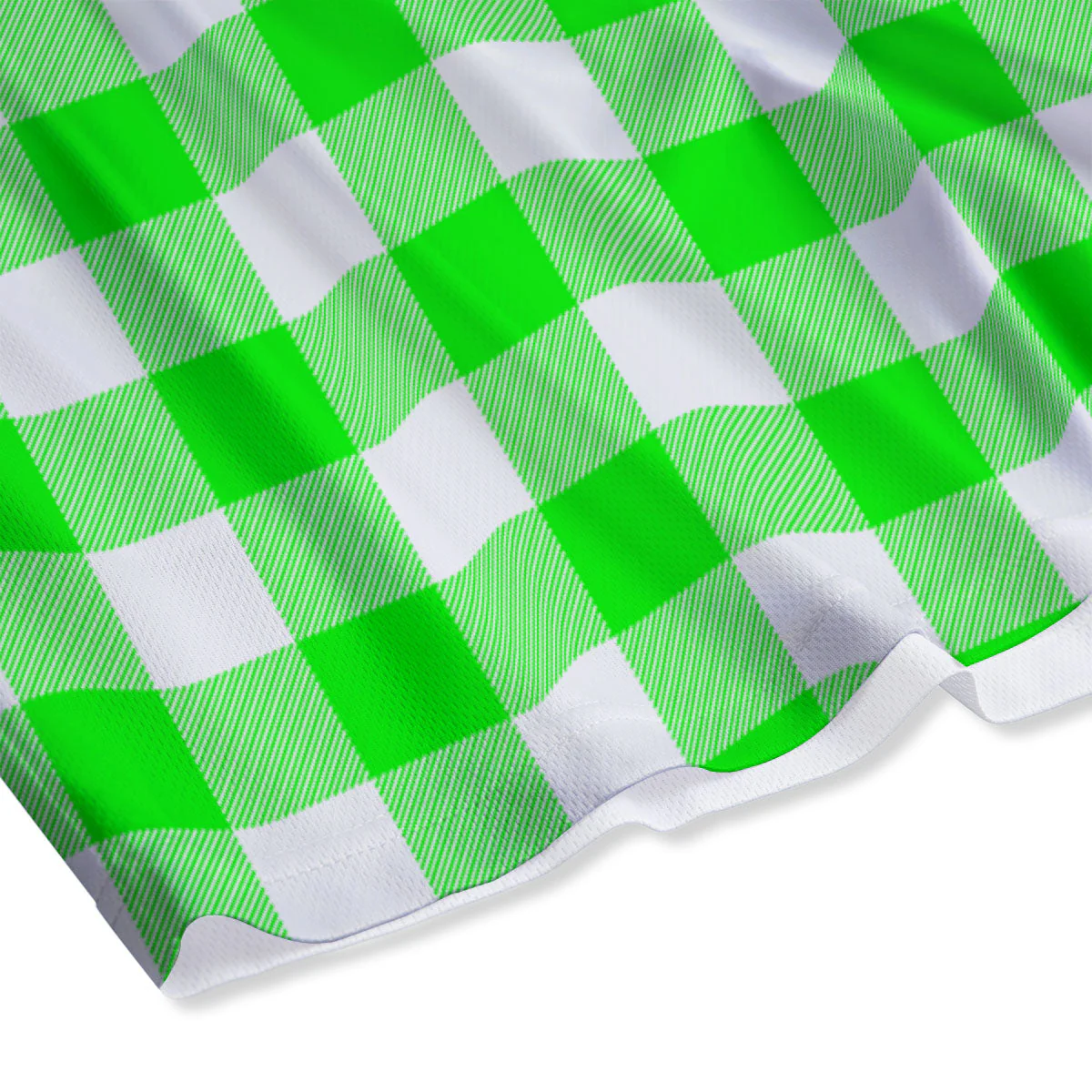 White Buffalo Check And UFO Green Print Pattern Mesh Shorts - Image 4