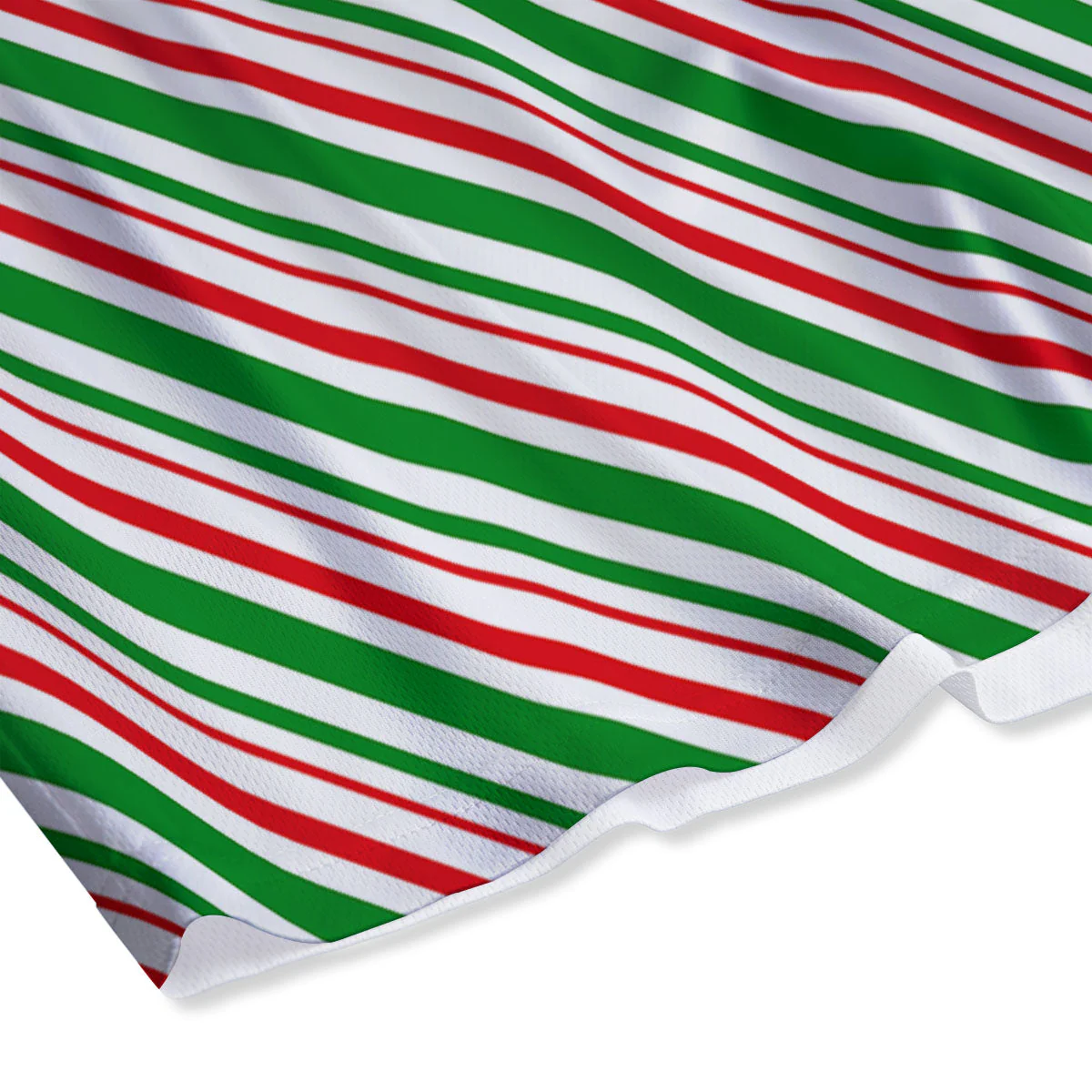 White Candy Cane And Red Green Print Mesh Shorts - Image 4