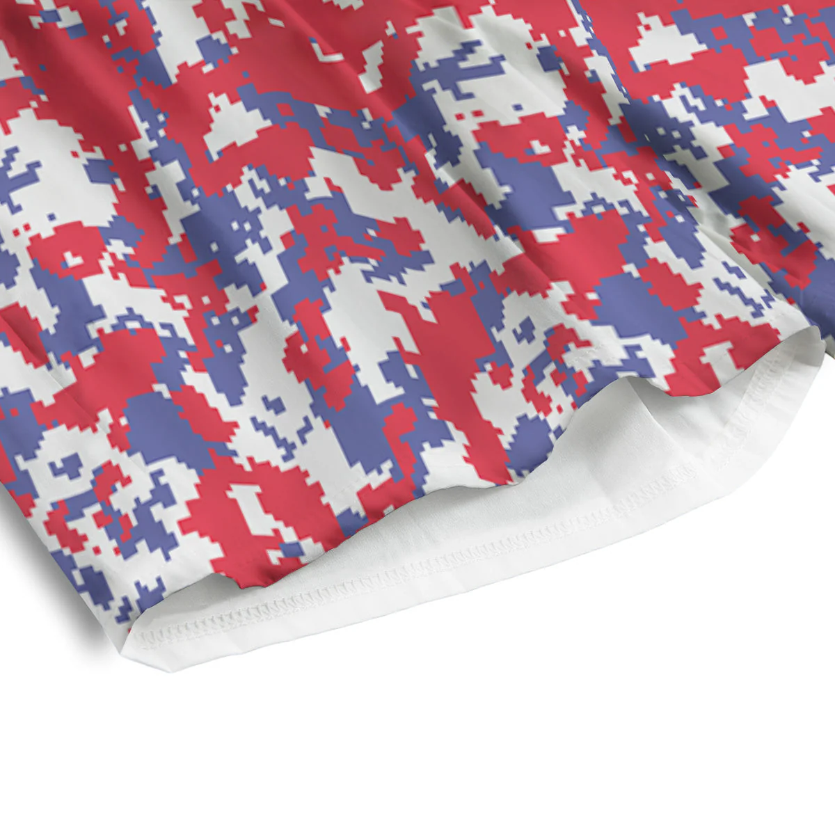 White Digital Camo And Blue Red Print Men's Athletic Shorts - Image 4