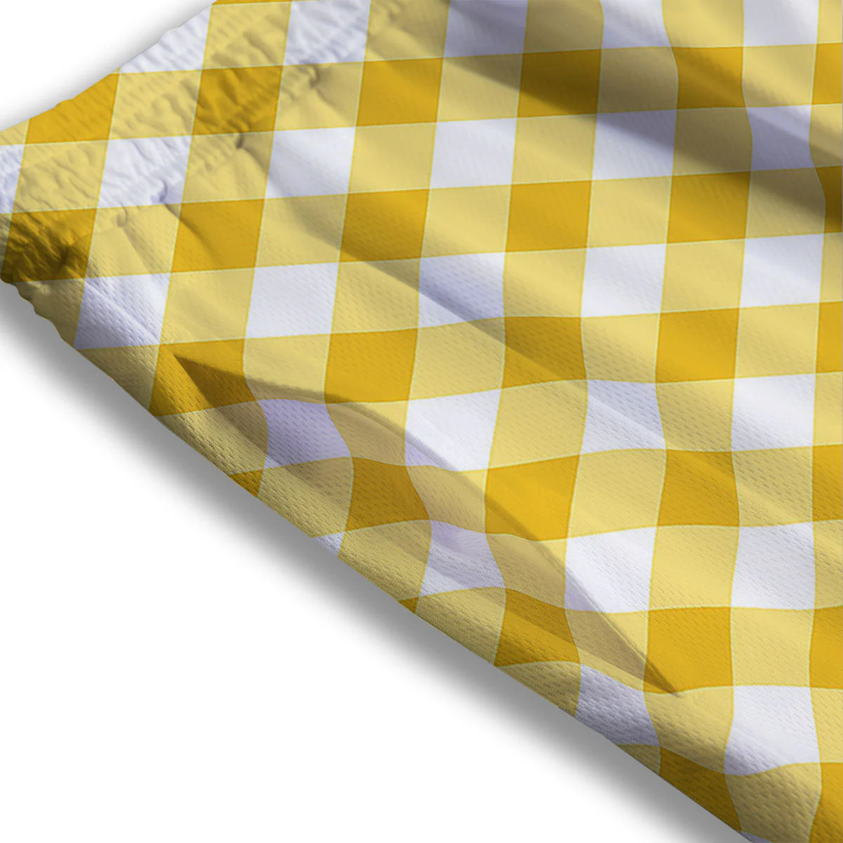 White Gingham And Yellow Honey Print Mesh Shorts - Image 3