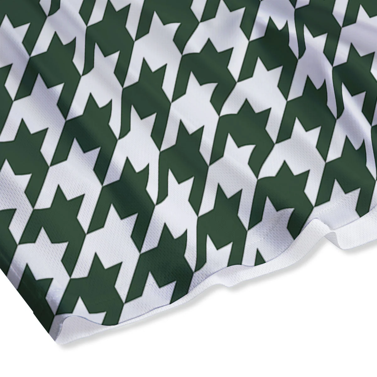 White Green Jungle Houndstooth Print Mesh Shorts - Image 4