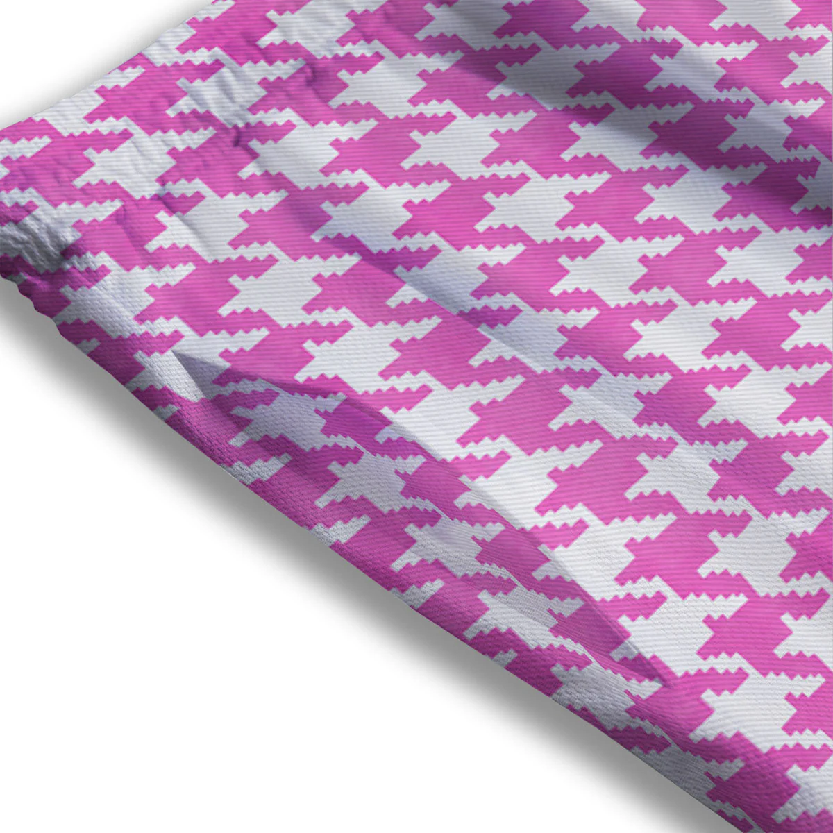 White Houndstooth And Pink Print Mesh Shorts - Image 3
