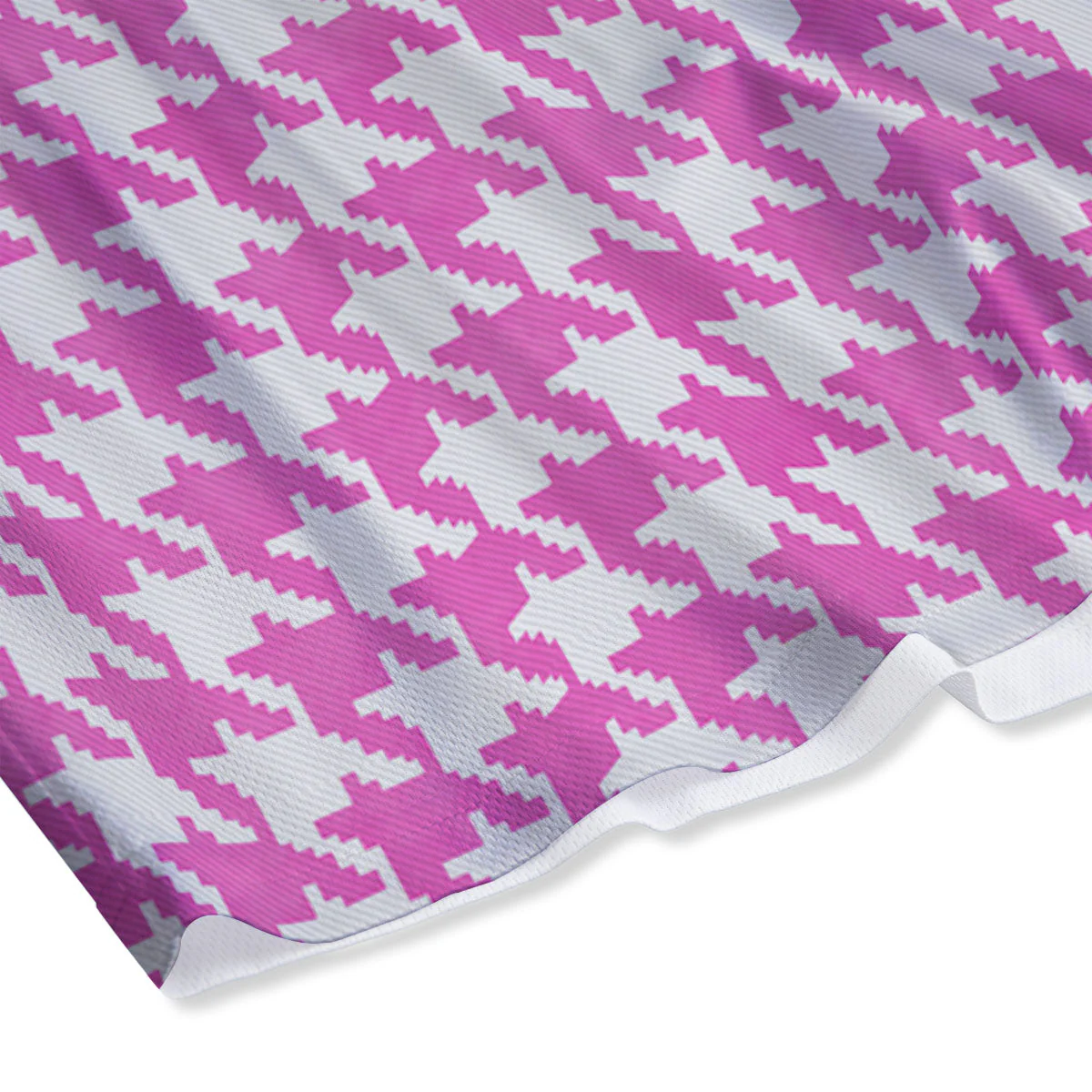 White Houndstooth And Pink Print Mesh Shorts - Image 4