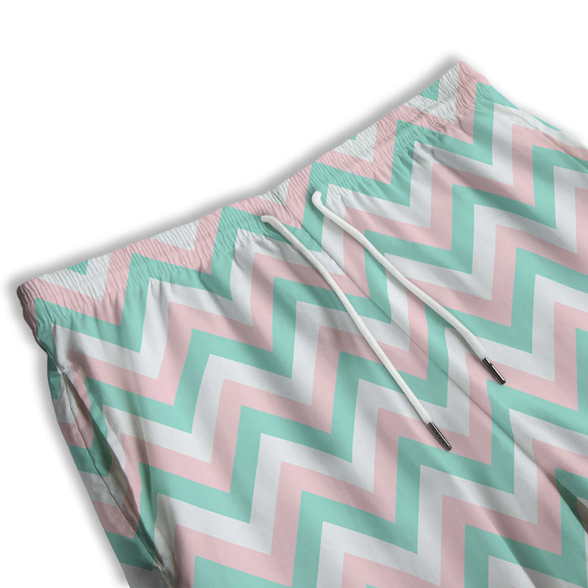 White Pink And Navy Chevron Print Men's Athletic Shorts - Image 3